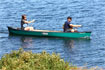 Paddling the 3 seater Pelican 15.5 Family Open Canoe