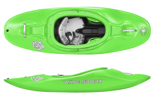 Wavepsort Fuse 35 Kids Kayak in Sublime, perfect for river running and play